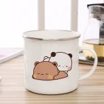 Cartoon Milk Mocha Bear Boob and Doodle Enamel Cup Coffee Tea Cup Cute Animal Breakfast Dessert 11oz Milk Water Cup Couple Gift
