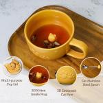 Koolkatkoo Ceramic Coffee Cup Cat Mug - Coffee Mug with Lid and Spoon, Animals Hidden inside Cup, Cat Gifts for Women, Mother's Day Thanksgiving Gift, 10oz yellow