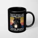 I drink coffee Cat Mug 11oz Funny Cats Black Ceramic Coffee Mug  Office Tea Cup