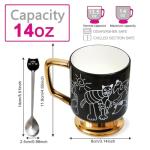 xifengching Christmas Mugs Whimsical Animal Ceramic fun Coffee Mug – 14oz Childlike Hand-Drawn Cat, Dog & Bear Design – Cute gothic Coffee Cup Gift for Women, Girls, Kids (Black)