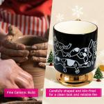 xifengching Christmas Mugs Whimsical Animal Ceramic fun Coffee Mug – 14oz Childlike Hand-Drawn Cat, Dog & Bear Design – Cute gothic Coffee Cup Gift for Women, Girls, Kids (Black)