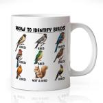 WHTYEFZ How To Identify Birds Coffee Mug, Funny Bird Squirrel Theme Gifts for Bird Squirrel Lover Birder Ornithologist, Birthday Christmas Gifts for Veterinarian Park Ranger Animal Rescuer Zoologist
