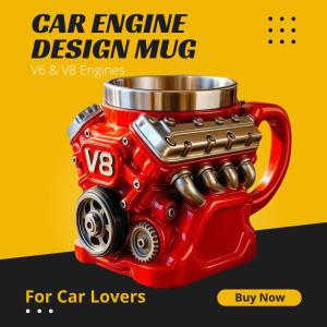 V8 Engine Coffee Mug, Unique Design Mug for Men, Mechanic Coffee Mug for Car Lovers Gifts Coffee Cup for Mechanics & Enthusiasts