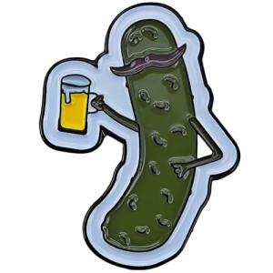Ficsowy Enamel Pickle Pin with Beer Mug, Funny Lapel Pin for Backpacks, Hats, Jackets (Green)