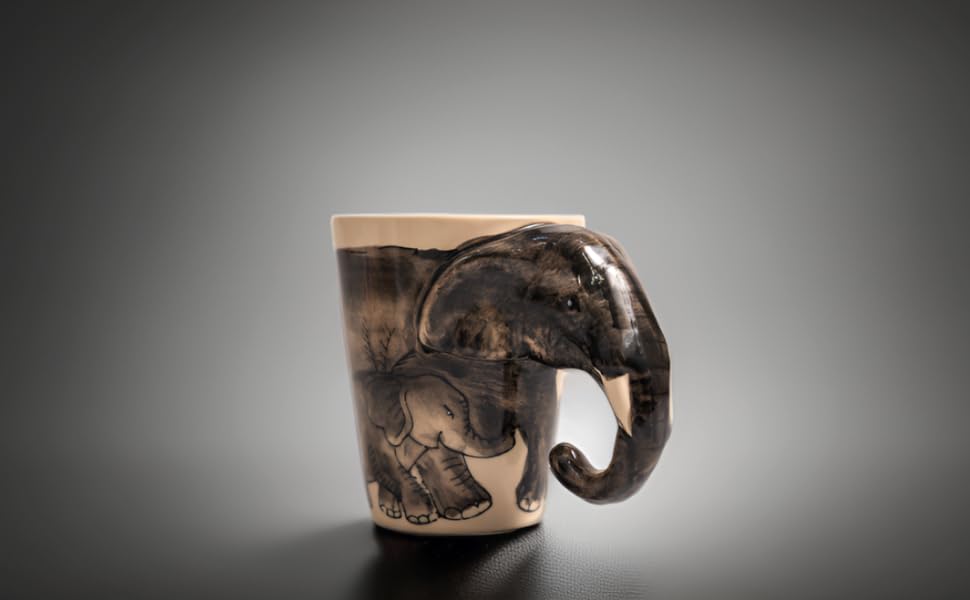 Sculpted Elephant Coffee Mug - Perfect for Wildlife Lovers