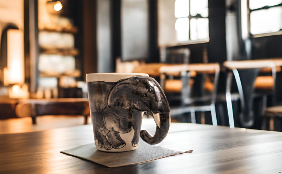 Sculpted Elephant Coffee Mug - Perfect for Wildlife Lovers