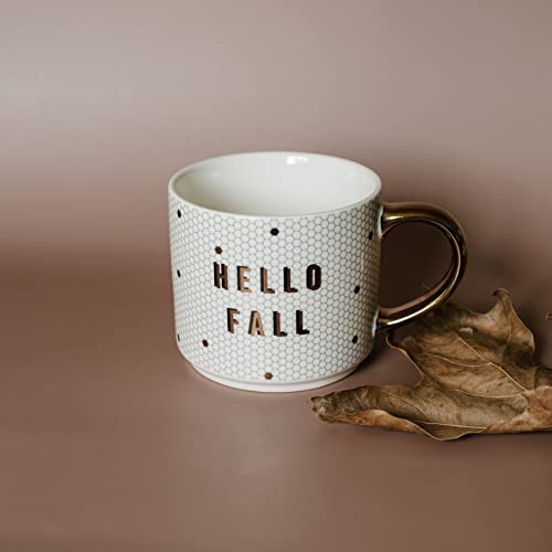 Hello Fall Novelty Coffee Mug with Gold Handle