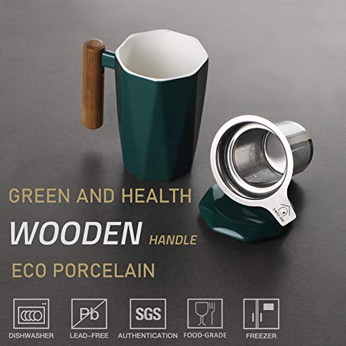 Sweejar Porcelain Tea Mug with Infuser and Lid