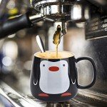 Funny Penguin Mug with Lid and Spoon, 15 oz
