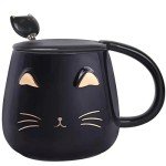 Funny Cat Mug with Lid & Spoon