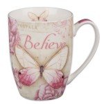 Believe Coffee Mug with Butterfly Design