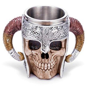 Viking Skull Beer Mug - 17oz Stainless Steel