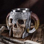 Viking Skull Beer Mug - 17oz Stainless Steel