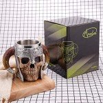 Viking Skull Beer Mug - 17oz Stainless Steel