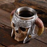 Viking Skull Beer Mug - 17oz Stainless Steel