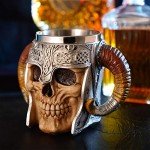 Viking Skull Beer Mug - 17oz Stainless Steel