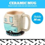 Happy Camper Trailer Funny Coffee Mug with Flamingo