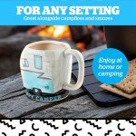 Happy Camper Trailer Funny Coffee Mug with Flamingo