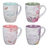 Floral Bible Verse Mugs - Set of 4