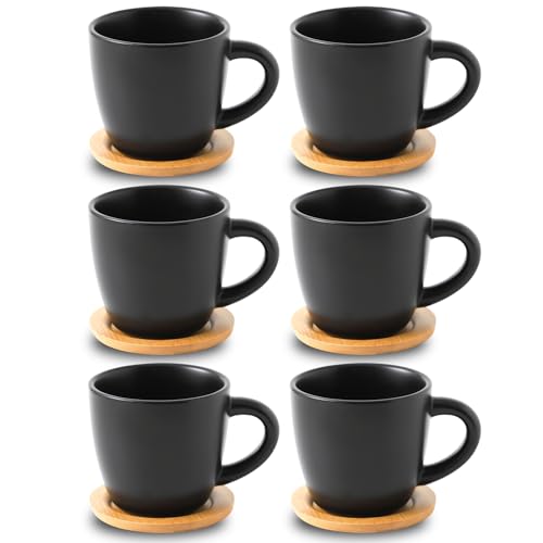 Set of 6 Porcelain Cappuccino Cups with Saucers