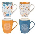 Thankful and Grateful Floral Coffee Mug Set