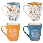 Thankful and Grateful Floral Coffee Mug Set