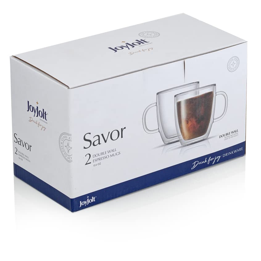 JoyJolt Savor Double Wall Insulated Coffee Mugs - Set of 2