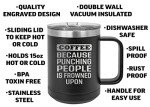 Funny Tactical Mug: Punching People Joke Tumbler