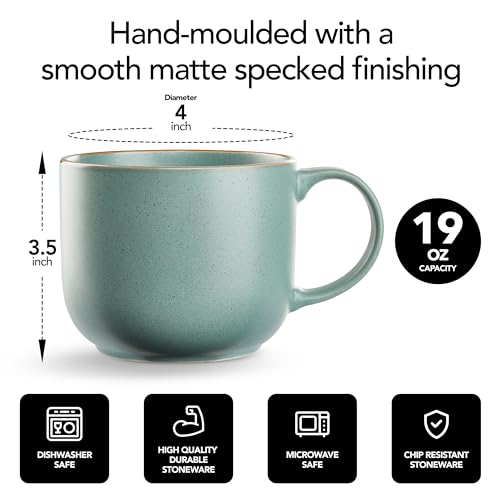 California Teal 19 oz Stoneware Dining Mug Set