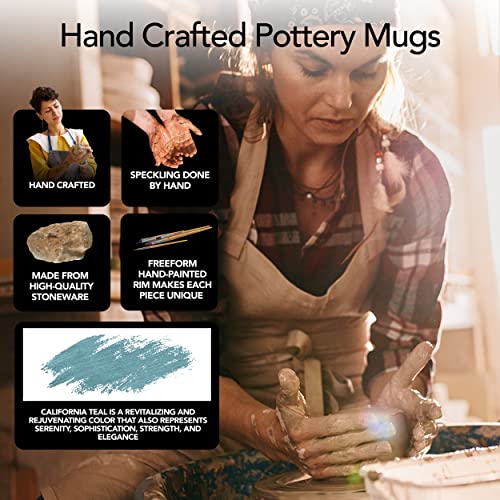 California Teal 19 oz Stoneware Dining Mug Set