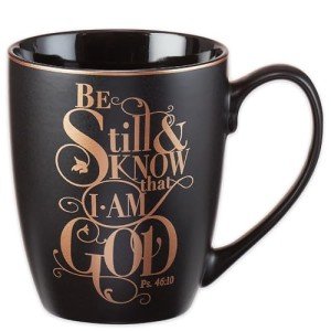 Be Still Inspirational Black Coffee Mug