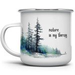 Nature is My Therapy Funny Campfire Coffee Mug