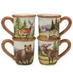Set of 4 Multicolor Mountain Summit Mugs