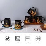 Set of 6 Funny Animal Mugs - Black