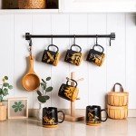 Set of 6 Funny Animal Mugs - Black