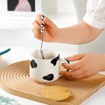 Cute 3D Cow Mug with Lid and Spoon