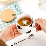 Cute 3D Cow Mug with Lid and Spoon