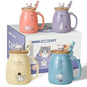 Adorable Cat Mug Set with Fish Spoon