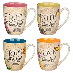Hope, Faith, Love: Floral Scripture Mug Set