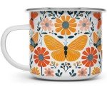 Floral Butterfly Camping Mug for Nature Lovers