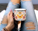 Floral Butterfly Camping Mug for Nature Lovers
