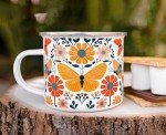 Floral Butterfly Camping Mug for Nature Lovers