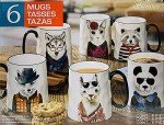 Quirky Animal Coffee Mugs Set of 6