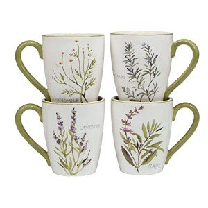 Fresh Herbs Fun Mug Set - 4 Colorful Mugs