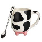 Funny Cow Print Mug with Spoon – 20 oz