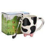 Funny Cow Print Mug with Spoon – 20 oz