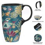 Floral Symphony Green Bird Coffee Mug 17oz