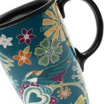 Floral Symphony Green Bird Coffee Mug 17oz
