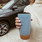 Dusty Blue Insulated Travel Coffee Mug 14 oz