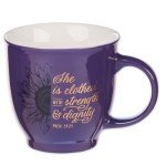 Purple Sunflower Mug with Inspirational Bible Verse